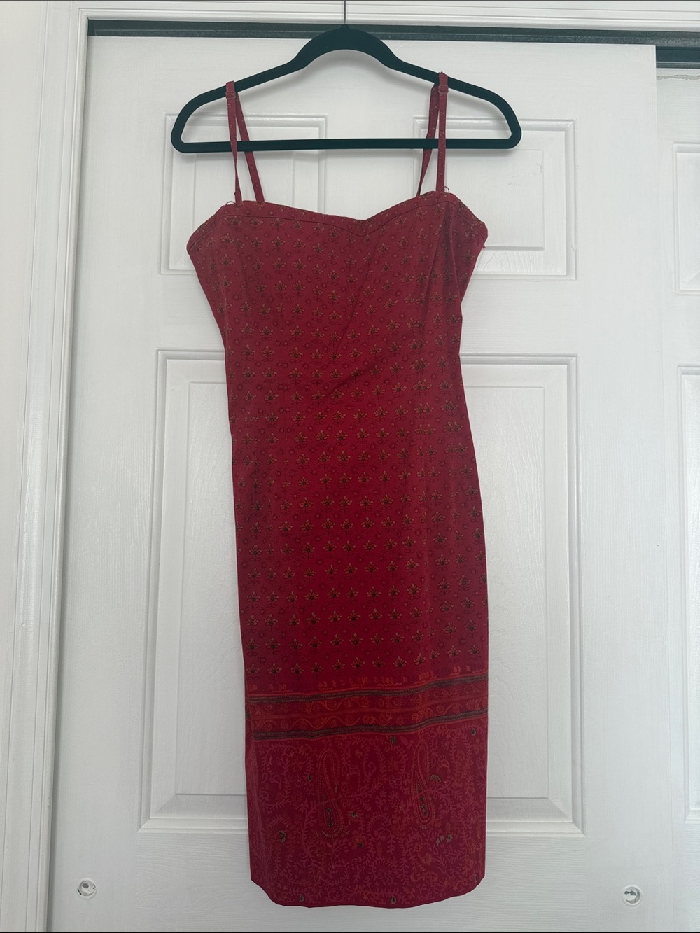 Vintage Ralph Lauren Red Spaghetti-Strap Midi Dress with removable straps